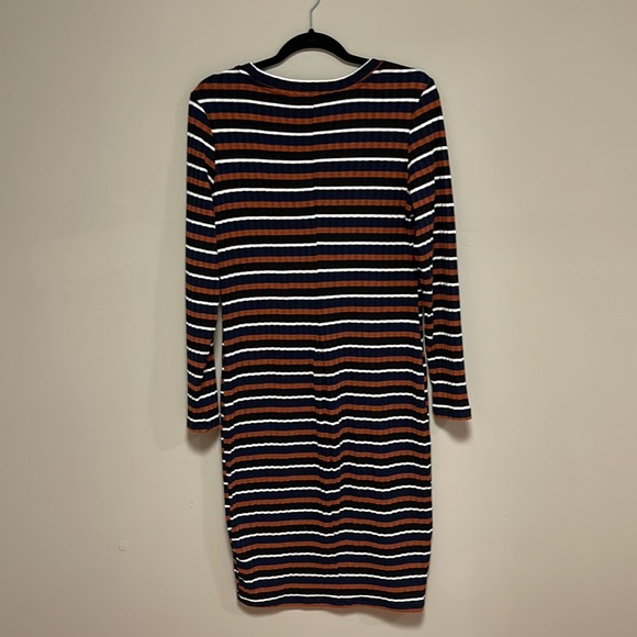 Dynamite Striped Midi Dress with Long Sleeves - Picture 2 of 5